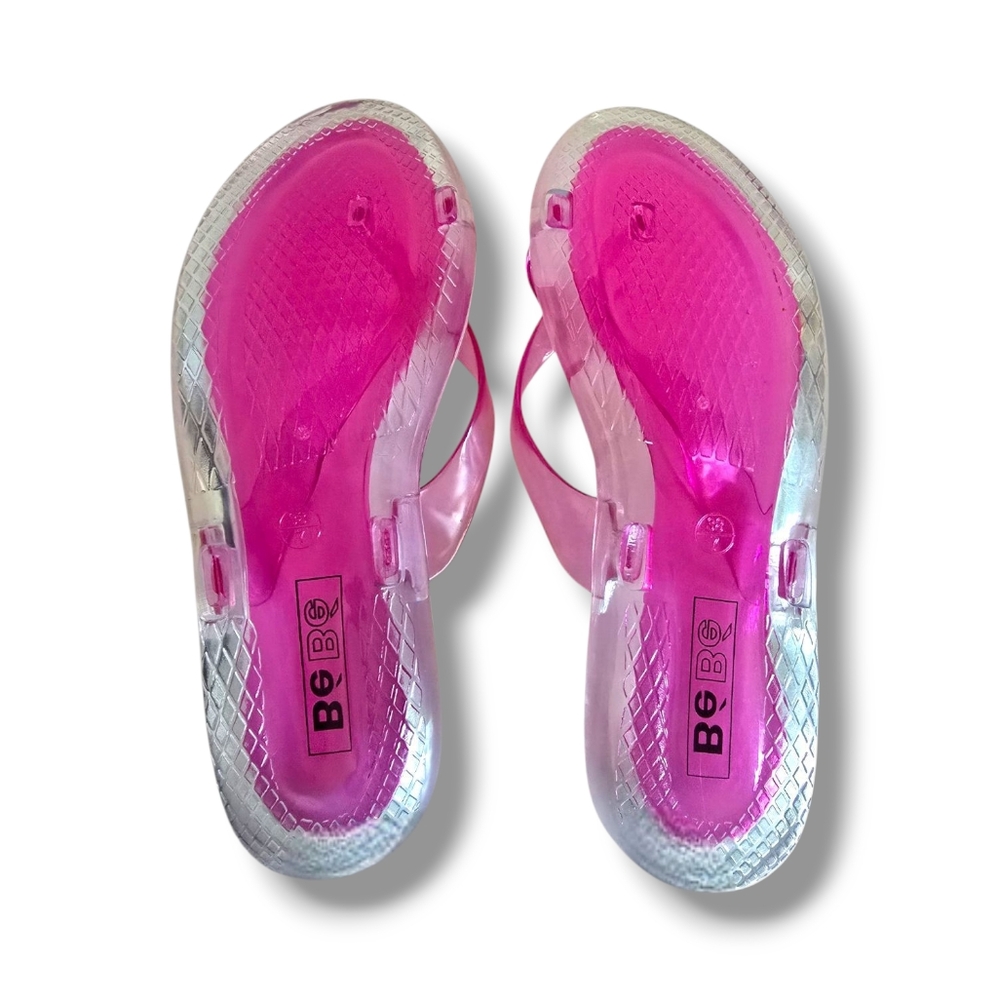 bebe Clear Pink Jelly Flip Flop Sandals - Picture 14 of 16